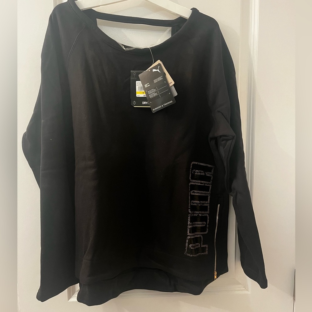 Puma Black Moto Crewneck Sweatshirt Size Medium